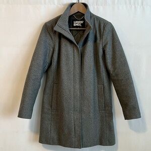 Lands' End Women's Insulated Wool Coat Grey Size 4 Petite